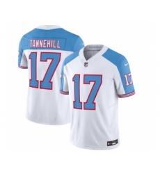 Men's Nike Tennessee Titans #17 Ryan Tannehill White Blue 2023 F.U.S.E. Vapor Limited Throwback Football Stitched Jersey