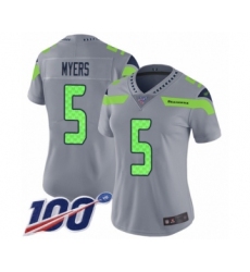 Women's Seattle Seahawks #5 Jason Myers Limited Silver Inverted Legend 100th Season Football Jersey