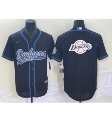 Men's Los Angeles Dodgers Black Team Big Logo Cool Base Stitched Baseball Jersey