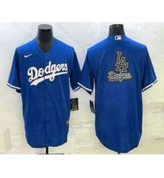 Men's Los Angeles Dodgers Blue Team Big Logo Cool Base Stitched Baseball Jersey