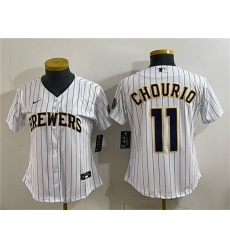 Youth Milwaukee Brewers #11 Jackson Chourio White Cool Base Stitched Jersey