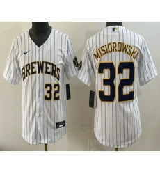 Youth Milwaukee Brewers #32 Jacob Misiorowski White Cool Base Stitched Jerseys