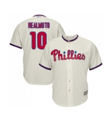 Men's Philadelphia Phillies #10 J. T. Realmuto Replica Cream Alternate Cool Base Baseball Jersey