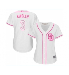Women's San Diego Padres #3 Ian Kinsler Replica White Fashion Cool Base Baseball Jersey