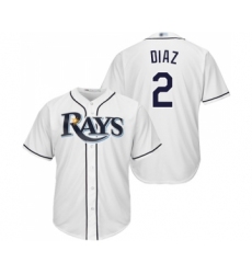 Youth Tampa Bay Rays #2 Yandy Diaz Replica White Home Cool Base Baseball Jersey