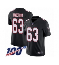 Men's Atlanta Falcons #63 Chris Lindstrom Black Alternate Vapor Untouchable Limited Player 100th Season Football Jersey