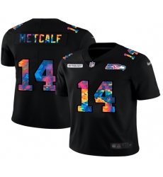 Men's Seattle Seahawks #14 D.K. Metcalf  Rainbow Version Nike Limited Jersey