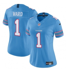 Women's Tennessee Titans #1 Cameron Ward Light Blue 2026 F.U.S.E. Vapor Limited Stitched Football Jersey(Run Small)