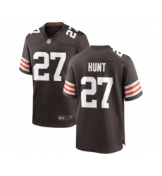 Men's Cleveland Browns #27 Kareem Hunt Brown Stitched Game Jersey
