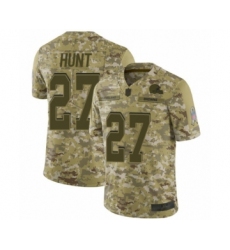 Youth Cleveland Browns #27 Kareem Hunt Limited Camo 2018 Salute to Service Football Jersey