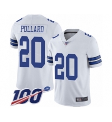 Youth Dallas Cowboys #20 Tony Pollard White Vapor Untouchable Limited Player 100th Season Football Jersey