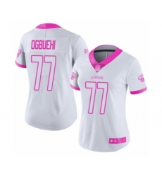 Women's Jacksonville Jaguars #77 Cedric Ogbuehi Limited White Pink Rush Fashion Football Jersey
