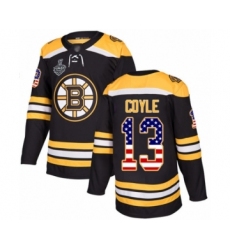 Men's Boston Bruins #13 Charlie Coyle Authentic Black USA Flag Fashion 2019 Stanley Cup Final Bound Hockey Jersey