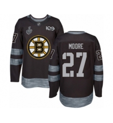 Men's Boston Bruins #27 John Moore Authentic Black 1917-2017 100th Anniversary 2019 Stanley Cup Final Bound Hockey Jersey