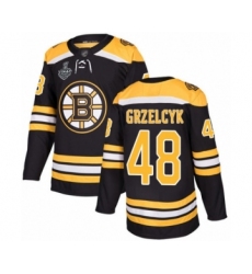 Youth Boston Bruins #48 Matt Grzelcyk Authentic Black Home 2019 Stanley Cup Final Bound Hockey Jersey