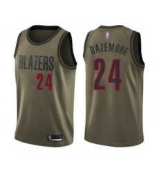 Men's Portland Trail Blazers #24 Kent Bazemore Swingman Green Salute to Service Basketball Jersey