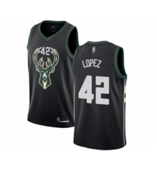 Women's Milwaukee Bucks #42 Robin Lopez Swingman Black Basketball Jersey - Statement Edition