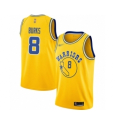 Women's Golden State Warriors #8 Alec Burks Swingman Gold Hardwood Classics Basketball Jersey