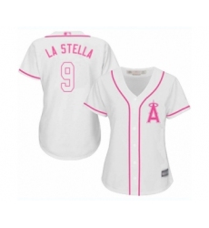 Women's Los Angeles Angels of Anaheim #9 Tommy La Stella Authentic White Fashion Cool Base Baseball Jersey