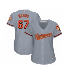 Women's Baltimore Orioles #67 John Means Authentic Grey Road Cool Base Baseball Jersey