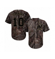 Youth Milwaukee Brewers #10 Yasmani Grandal Authentic Camo Realtree Collection Flex Base Baseball Jersey