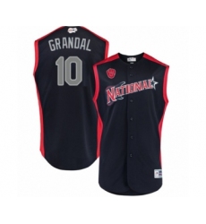 Youth Milwaukee Brewers #10 Yasmani Grandal Authentic Navy Blue National League 2019 Baseball All-Star Jersey