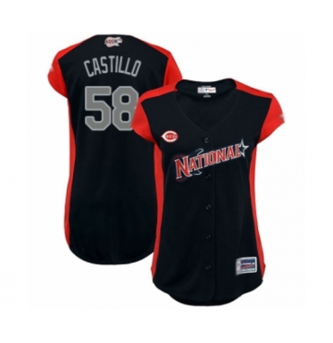 Women's Cincinnati Reds #58 Luis Castillo Authentic Navy Blue National League 2019 Baseball All-Star Jersey