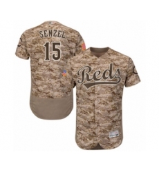 Men's Cincinnati Reds #15 Nick Senzel Authentic Camo Alternate Cool Base Baseball Jersey