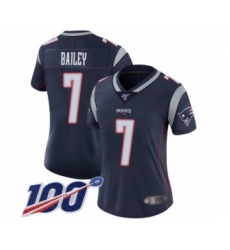 Women's New England Patriots #7 Jake Bailey Navy Blue Team Color Vapor Untouchable Limited Player 100th Season Football Jersey
