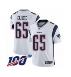 Men's New England Patriots #65 Yodny Cajuste White Vapor Untouchable Limited Player 100th Season Football Jersey