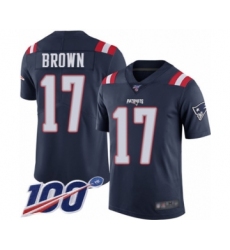 Men's New England Patriots #17 Antonio Brown Limited Navy Blue Rush Vapor Untouchable 100th Season Football Jersey