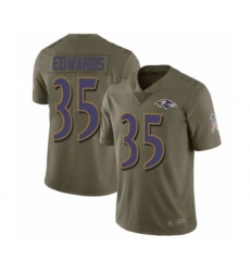 Youth Baltimore Ravens #35 Gus Edwards Limited Olive 2017 Salute to Service Football Jersey