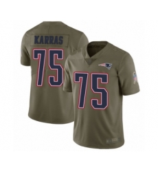 Men's New England Patriots #75 Ted Karras Limited Olive 2017 Salute to Service Football Jersey