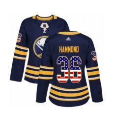 Women's Buffalo Sabres #36 Andrew Hammond Authentic Navy Blue USA Flag Fashion Hockey Jersey