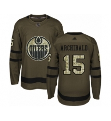 Youth Edmonton Oilers #15 Josh Archibald Authentic Green Salute to Service Hockey Jersey