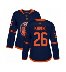 Women's Edmonton Oilers #26 Brandon Manning Authentic Navy Blue Alternate Hockey Jersey