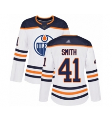 Women's Edmonton Oilers #41 Mike Smith Authentic White Away Hockey Jersey