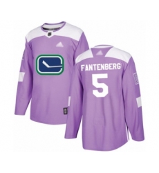 Men's Vancouver Canucks #5 Oscar Fantenberg Authentic Purple Fights Cancer Practice Hockey Jersey