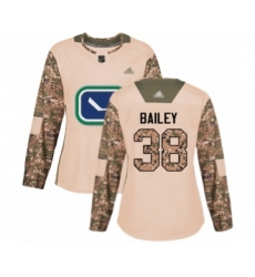 Women's Vancouver Canucks #38 Justin Bailey Authentic Camo Veterans Day Practice Hockey Jersey