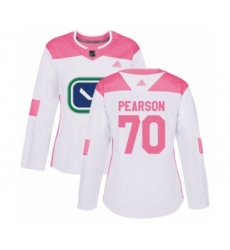 Women's Vancouver Canucks #70 Tanner Pearson Authentic White Pink Fashion Hockey Jersey