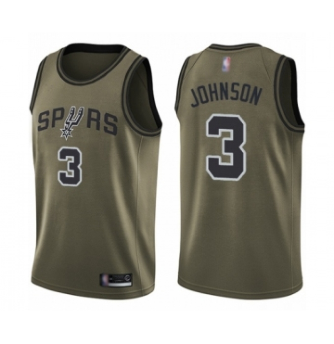 Men's San Antonio Spurs #3 Keldon Johnson Swingman Green Salute to Service Basketball Jersey