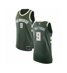 Men's Milwaukee Bucks #9 Wesley Matthews Authentic Green Basketball Jersey - Icon Edition
