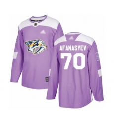 Youth Nashville Predators #70 Egor Afanasyev Authentic Purple Fights Cancer Practice Hockey Jersey