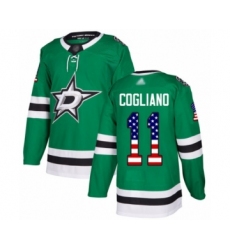 Men's Dallas Stars #11 Andrew Cogliano Authentic Green USA Flag Fashion Hockey Jersey