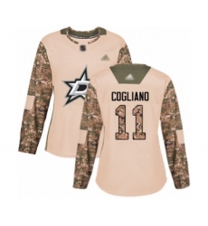 Women's Dallas Stars #11 Andrew Cogliano Authentic Camo Veterans Day Practice Hockey Jersey