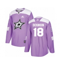 Youth Dallas Stars #18 Jason Dickinson Authentic Purple Fights Cancer Practice Hockey Jersey
