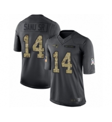 Men's New England Patriots #14 Mohamed Sanu Sr Limited Black 2016 Salute to Service Football Jersey