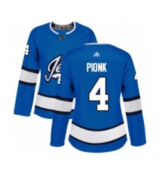 Women's Winnipeg Jets #4 Neal Pionk Authentic Blue Alternate Hockey Jersey