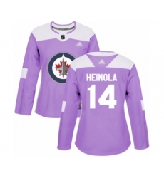 Women's Winnipeg Jets #14 Ville Heinola Authentic Purple Fights Cancer Practice Hockey Jersey