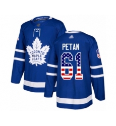 Youth Toronto Maple Leafs #61 Nic Petan Authentic Royal Blue USA Flag Fashion Hockey Jersey